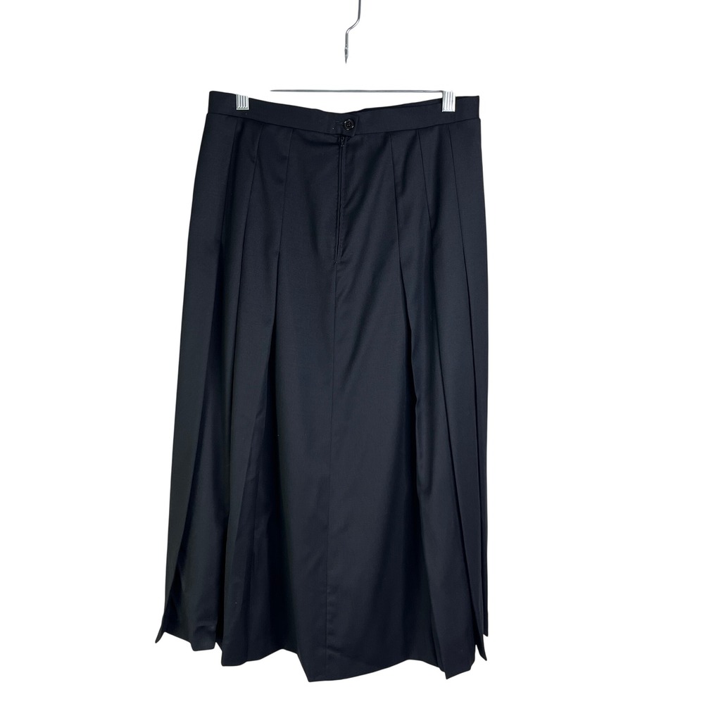 Vintage Skirt Pleated Italy Midi Wool Dark Academia Quiet Luxury Corporate Goth - Picture 7 of 11